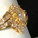 Ring Fashion Marquis Cut Crystal 925 Sterling Gold Plated #209 USA Seller