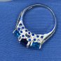 Ring Dark Blue Aqua Crystals 925 Sterling Silver #225 USA Seller