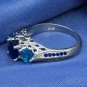 Ring Dark Blue Aqua Crystals 925 Sterling Silver #225 USA Seller