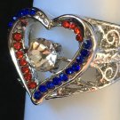 Ring Red White Blue Heart Shape Unique Metal Design #231 USA Seller Ring Red White Blue Heart Shape Unique Metal Design #231 USA Seller