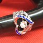 Ring Red White Blue Heart Shape Unique Metal Design #231 USA Seller