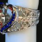 Ring Red White Blue Heart Shape Unique Metal Design #231 USA Seller