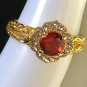 Ring Red Crystal 925 Sterling Silver Yellow Gold Plate #235 USA Seller