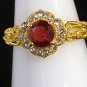 Ring Red Crystal 925 Sterling Silver Yellow Gold Plate #235 USA Seller