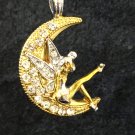 Necklace Little Fairybell Crystal Crescent Moon #270 USA Seller