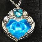 Necklace Dolphins Moonlight Kiss in a Silver Colored Heart #271 USA Seller