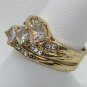 Ring Set Wedding Engagement Gold Plated Crystal #110 USA Seller