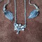 Necklace Earring Set Rhodiumized Tree Pendant #347 USA Seller