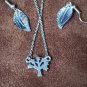 Necklace Earring Set Rhodiumized Tree Pendant #347 USA Seller
