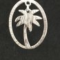Necklace Earring Set Silver Tone Multi Color Epoxy Palm Tree Pendant #352 USA Seller