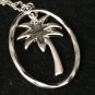 Necklace Earring Set Silver Tone Multi Color Epoxy Palm Tree Pendant #352 USA Seller