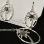 Necklace Earring Set Silver Tone Multi Color Epoxy Palm Tree Pendant #352 USA Seller