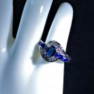 Ring Blue Crystal & White CZ Ring #115, 130 USA Seller