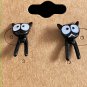 Earrings Unique Black Cat Front And Back Stud Earrings #463