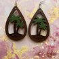 Earrings Palm Tree Wooden Dangle Hook #469