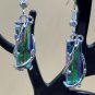 Earrings Rainbow CZ Drop Dangle Earrings 925 Silver Plated #472