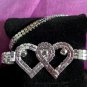 Ankle Bracelet 2 Pc. Double Heart Stunning Rhinestone and Crystal #489