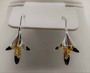 Blooming Flowers Plated Gold Two Tone 925 Silver #497