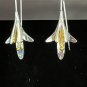 Blooming Flowers Plated Gold Two Tone 925 Silver #497