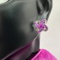 Earrings Light Magenta Clover Stud Petite Silver Tone Petite #551