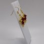 Golden Red Rose Heart Shape Drop Dangle Earrings #588