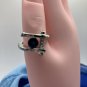 Ring Silver Plated with Crystals Blue White Size 7 #634