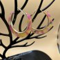 Earrings âBakeliteâ Style Pink Yellow Large Hoops #653c
