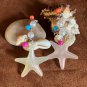 Earrings Ocean Starfish Shell Dangle with Colorful Beads and Faux Pearls #655