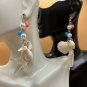 Earrings Ocean Starfish Shell Dangle with Colorful Beads and Faux Pearls #655