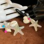 Earrings Ocean Starfish Shell Dangle with Colorful Beads and Faux Pearls #655