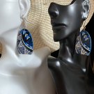 Earrings Geometric Pattern Blue Drop #671