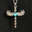 Necklace Cross Pendant with Blue Rhinestone #693 Necklace Cross Pendant with Blue Rhinestone #693