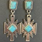 Earrings Western Geometric Faux Turquoise #741