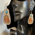 Western Sunset Turquoise Glass Drop Dangle Silver Plated #742 Western Sunset Turquoise Glass Drop Dangle Silver Plated #742