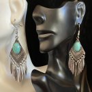 Earrings Western Faux Turquoise Silver Plated #743