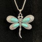 Necklace Large Dragonfly Faux Turquoise and Silver #748 Necklace Large Dragonfly Faux Turquoise and Silver #748