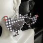 Earrings 2 Pair PU Leather featuring Chickens with Checks and Polka Dots #752