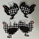 Earrings 2 Pair PU Leather featuring Chickens with Checks and Polka Dots #752