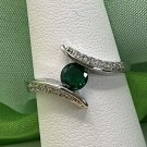 Ring Round Cut Green Crystal 18K Plated #771