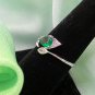 Ring Silver Plated Trendy Leaf Design Inlaid Green Zirconia #772