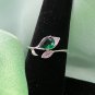 Ring Silver Plated Trendy Leaf Design Inlaid Green Zirconia #772