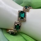 Bracelet Square-set Faux Diamond And Emerald #774
