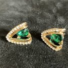 Earrings Hollow Triangle Design Stud Green Crystal Earrings #775 Earrings Hollow Triangle Design Stud Green Crystal Earrings #775