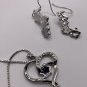 Necklace Earring Set Black Dog Paw #801