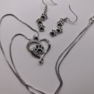 Necklace Earring Set Black Dog Paw #801 Necklace Earring Set Black Dog Paw #801