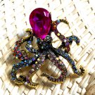 Sea Life Rhinestone Octopus Pin Brooch #823