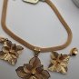 Necklace Earrings Statement Set 3-Piece Flower Design #842