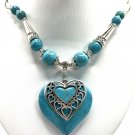 Southwestern Style Turquoise Heart Pendant w/ Charm #849