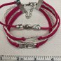 Bracelet with Infinity & Double Heart Design Pink PU Leather #880