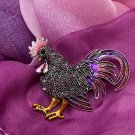 Crystal Rooster Brooch Novelty #918